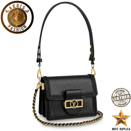replica louis vuitton mini dauphine epi leather black luxury designer handbag buvola
