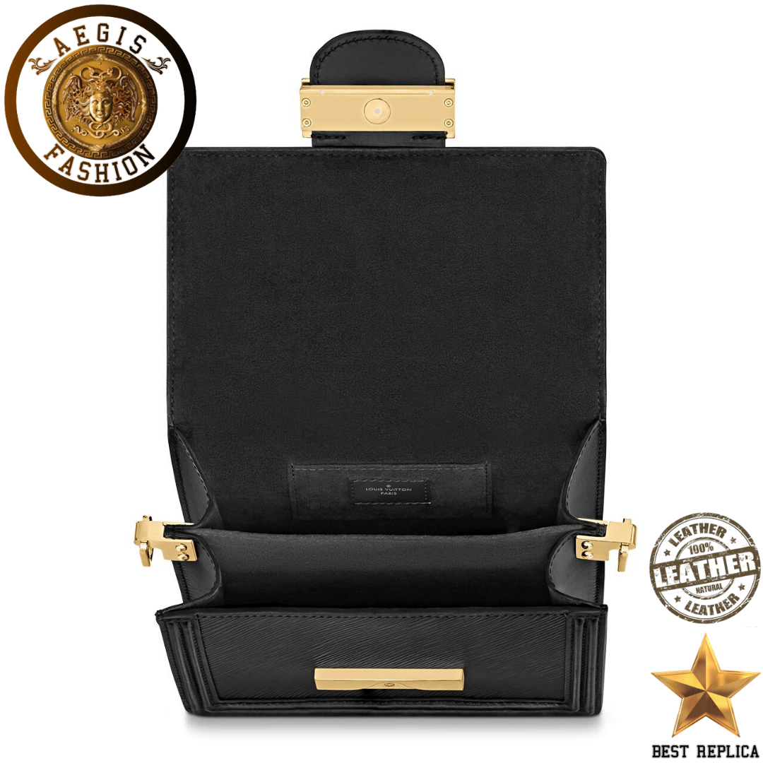 replica louis vuitton mini dauphine black structured luxury handbag buvola