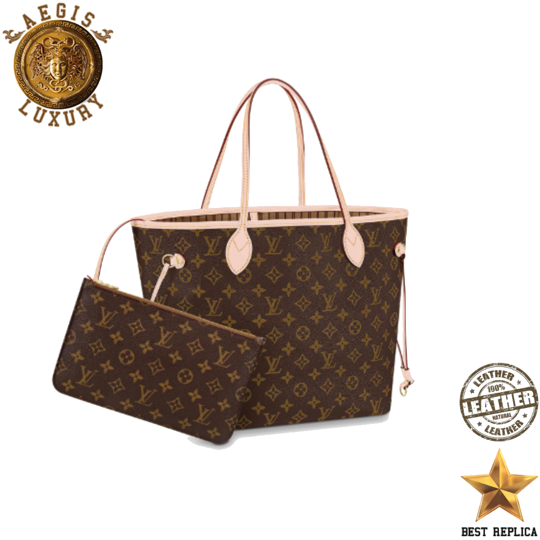 replica louis vuitton monogram neverfull beige mm luxury designer tote bag vaelia luxury