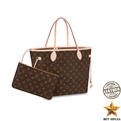 replica louis vuitton monogram neverfull beige mm luxury designer tote bag vaelia luxury