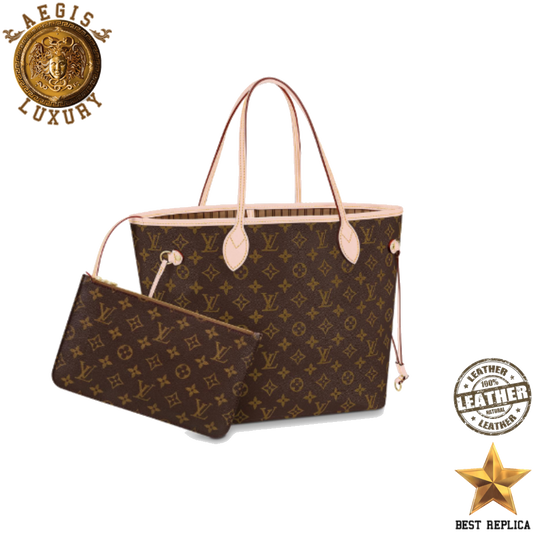 replica louis vuitton monogram neverfull beige mm luxury designer tote bag vaelia luxury