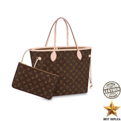 replica lv monogram neverfull beige mm premium coated canvas designer tote bag vaelia luxury
