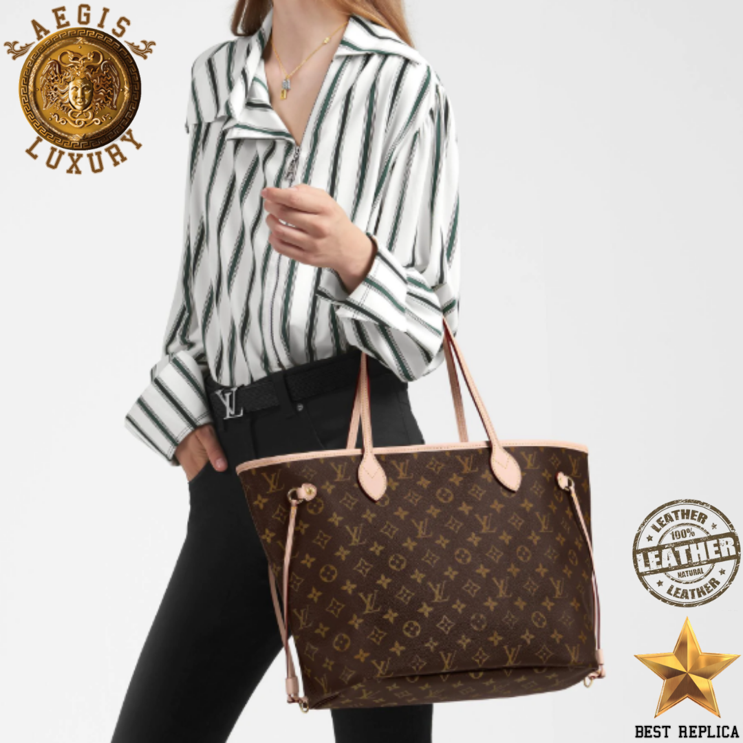 replica lv neverfull mm beige monogram luxury handbag timeless designer accessory vaelia luxury
