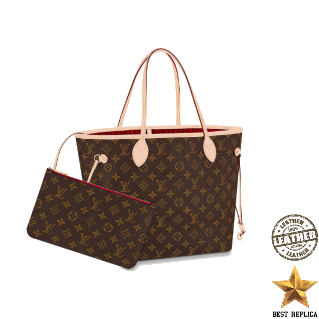 replica louis vuitton monogram neverfull cherry mm luxury designer tote bag buvola