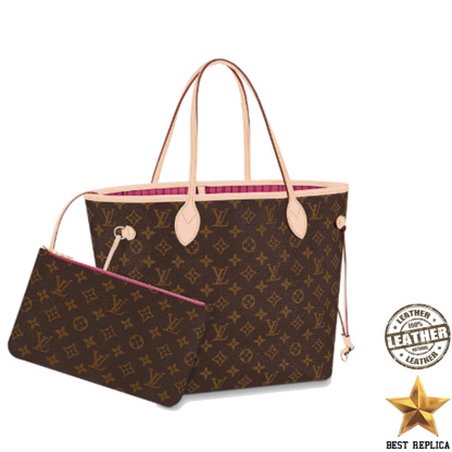 replica louis vuitton monogram neverfull pivoine mm luxury designer tote bag buvola