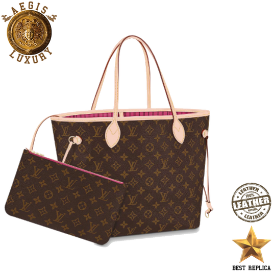 replica louis vuitton monogram neverfull pivoine mm luxury designer tote bag buvola