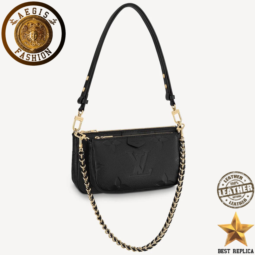 replica louis vuitton multi pochette accessoires monogram empreinte black luxury designer handbag buvola