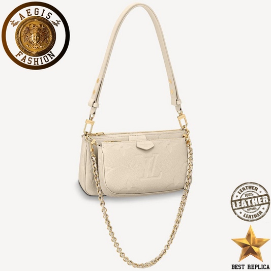 replica louis vuitton multi pochette accessoires monogram empreinte cream luxury designer handbag buvola