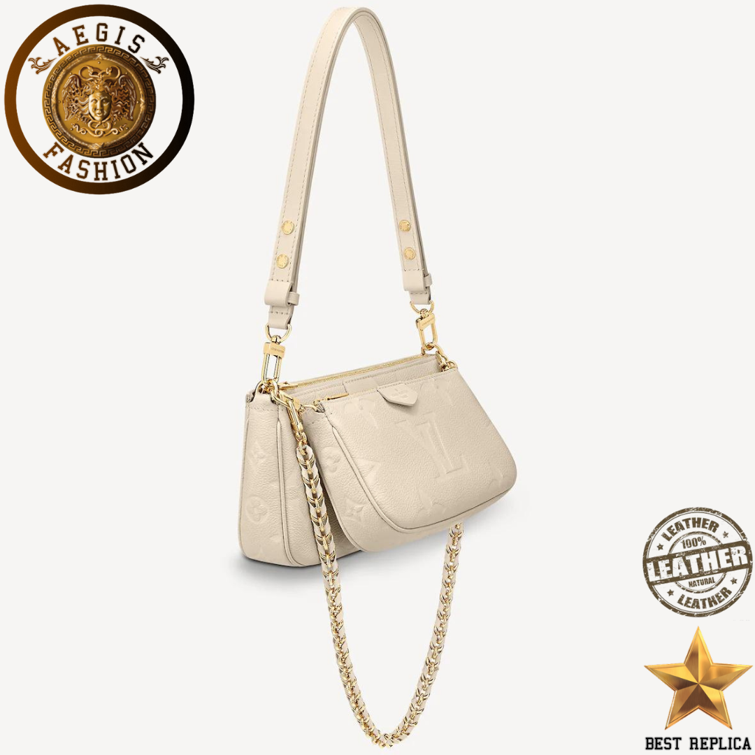 replica louis vuitton multi pochette accessoires cream empreinte leather premium designer handbag buvola