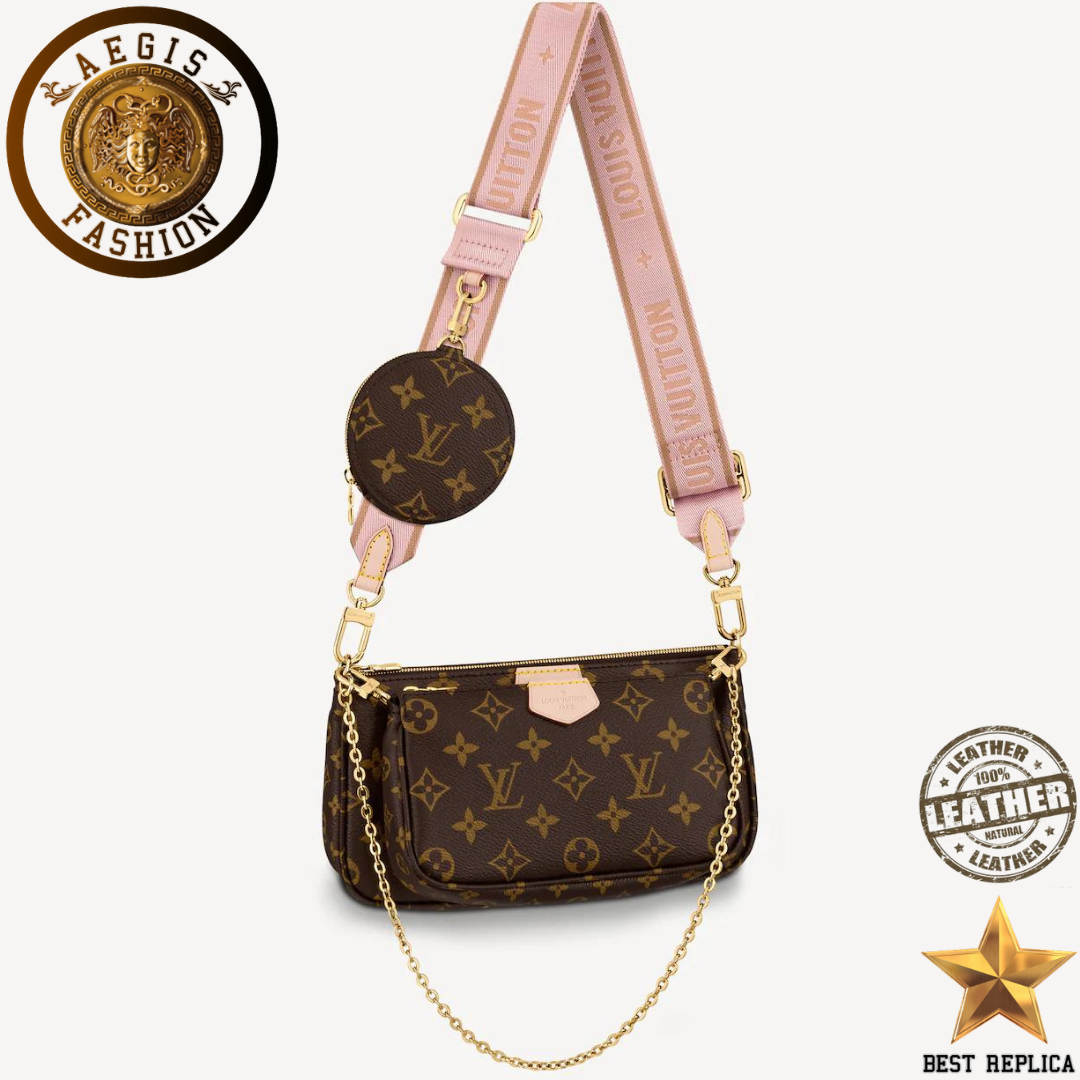 replica louis vuitton multi pochette accessoires monogram pink luxury designer handbag buvola