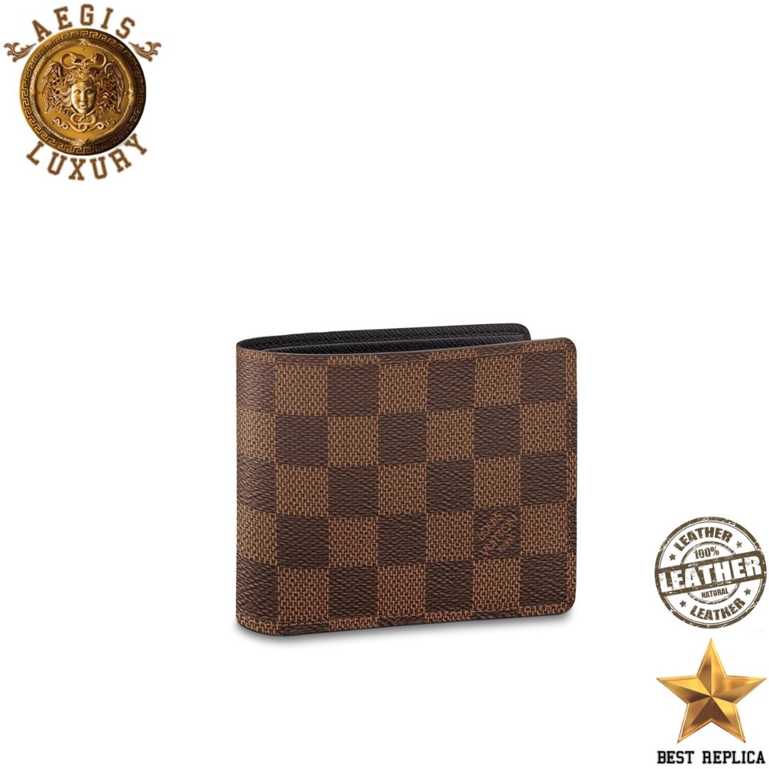 replica louis vuitton multiple wallet damier ebene luxury designer compact wallet buvola