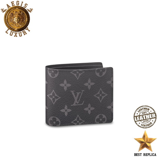 replica louis vuitton multiple wallet monogram eclipse luxury designer compact wallet buvola