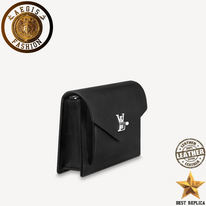 replica black leather louis vuitton mylockme chain pochette premium designer handbag buvola