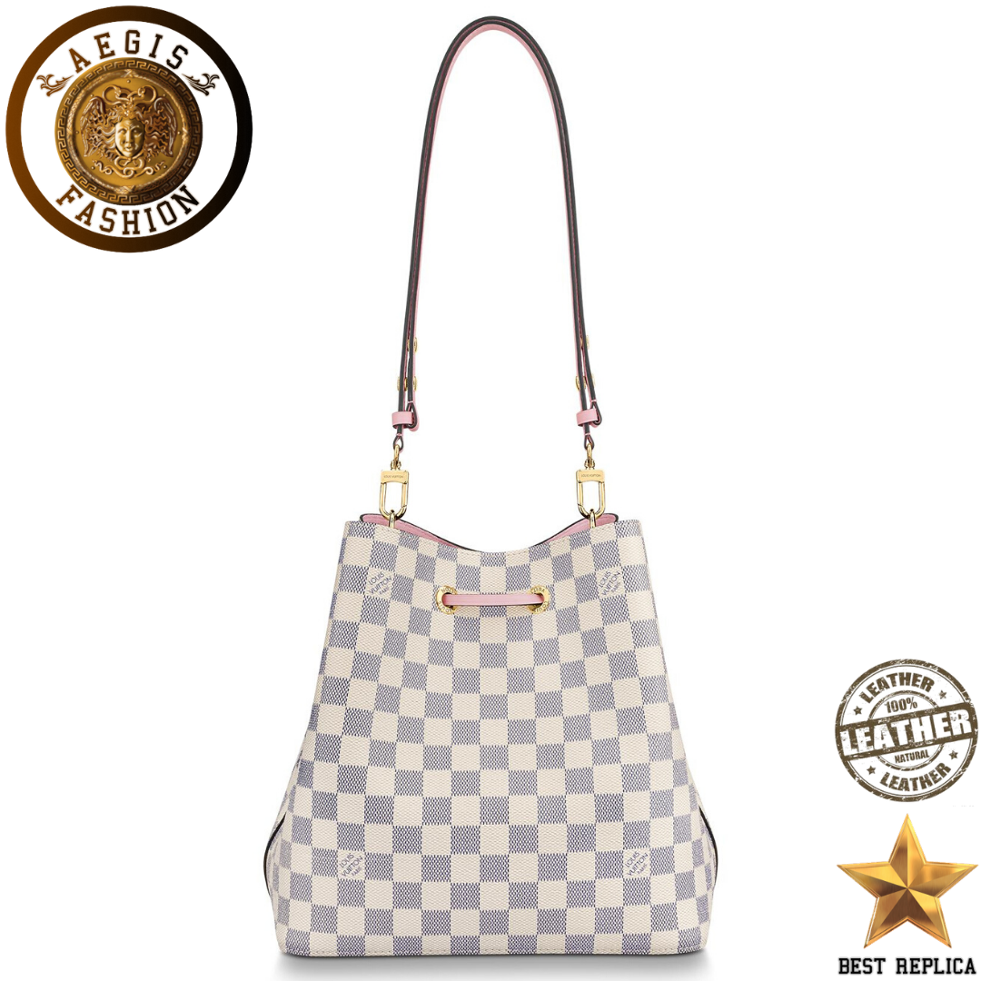 replica damier azur canvas eau de rose pink louis vuitton neonoe high end handbag buvola