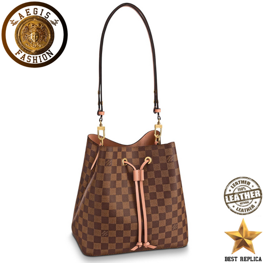 replica louis vuitton neonoe bucket damier ebene venus pink luxury designer handbag buvola