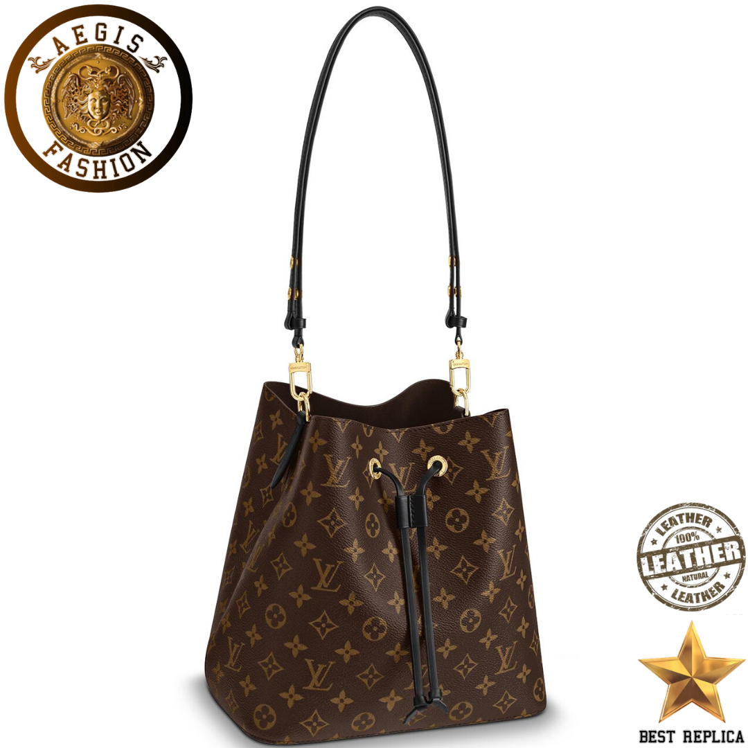 replica louis vuitton neonoe bucket monogram canvas black noir luxury designer handbag buvola