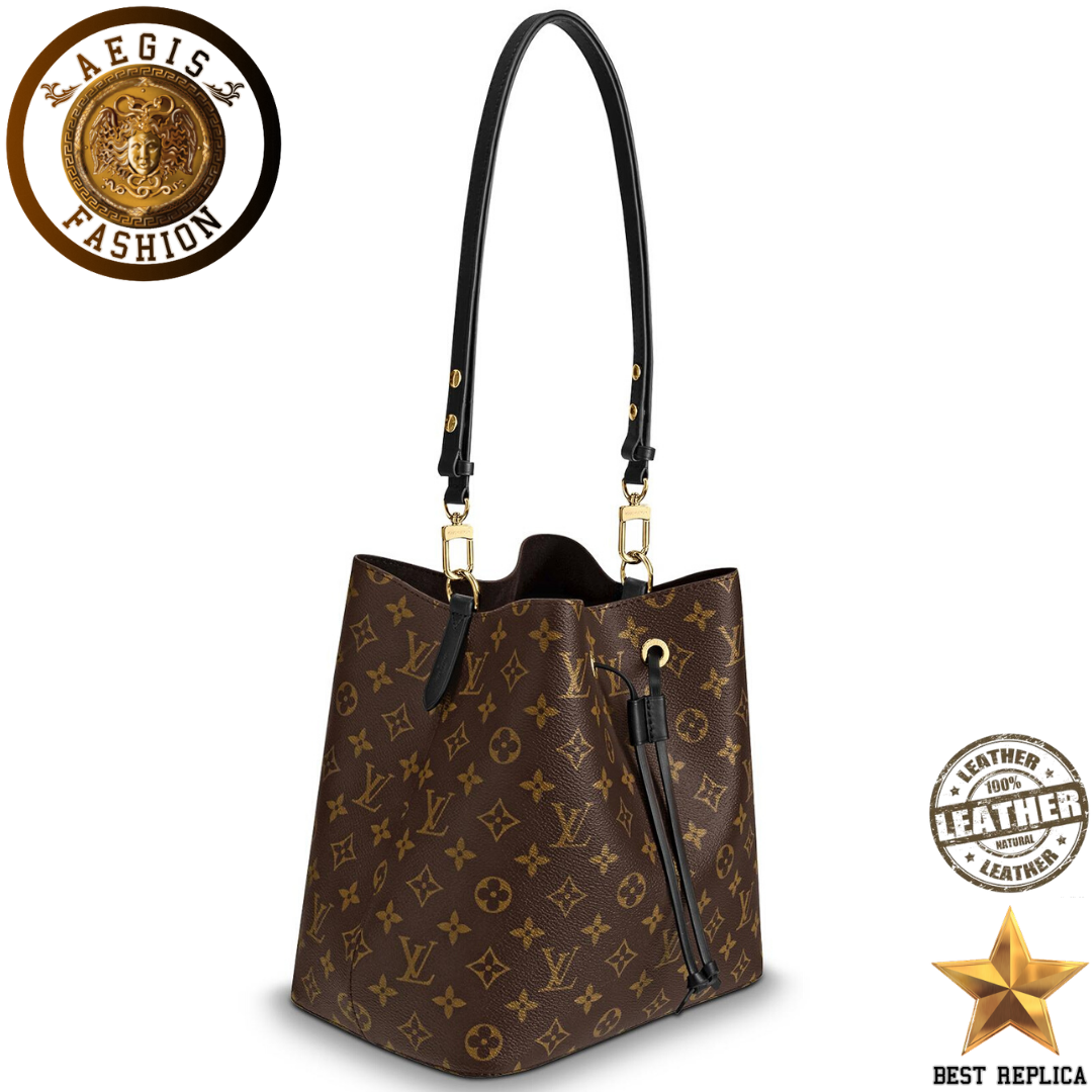 replica monogram canvas black noir louis vuitton neonoe premium designer handbag buvola