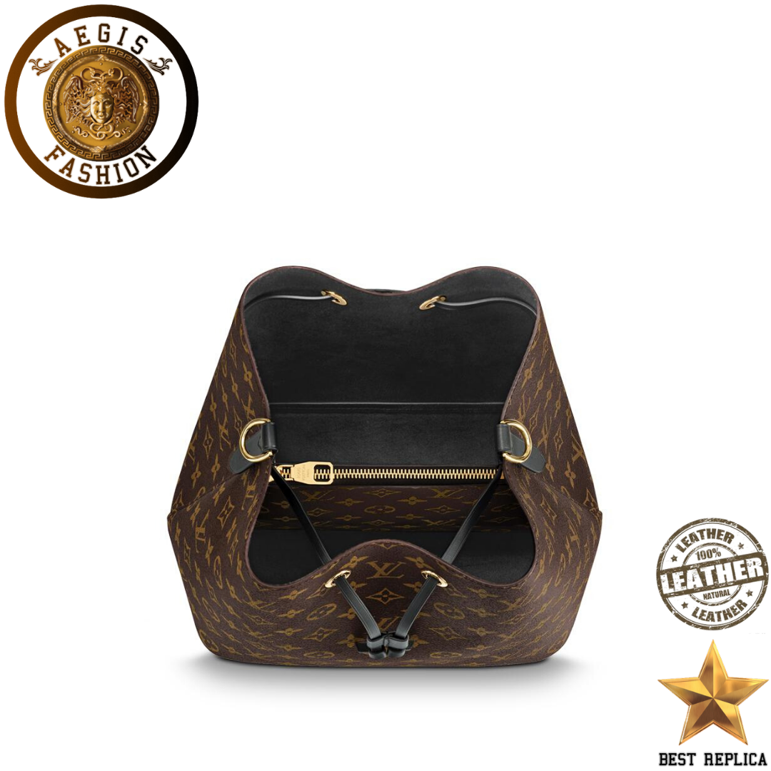 replica louis vuitton neonoe bucket black noir structured luxury handbag buvola