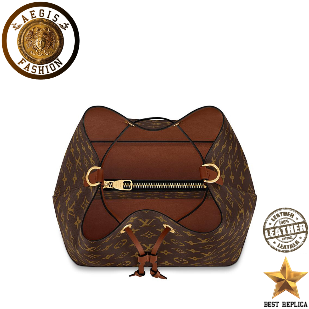 replica louis vuitton neonoe bucket caramel brown structured luxury handbag buvola