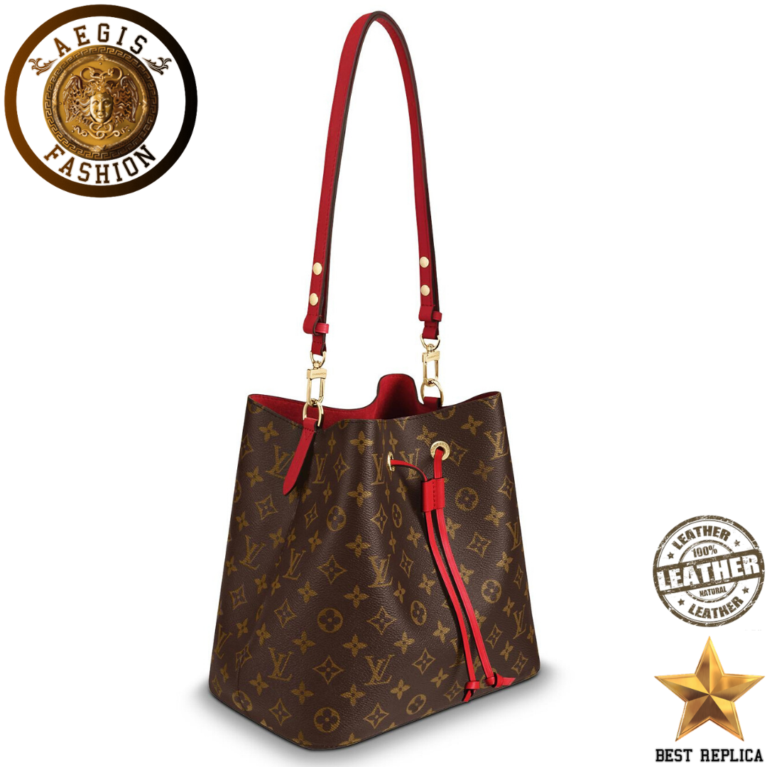 replica monogram canvas coquelicot red louis vuitton neonoe premium designer handbag buvola