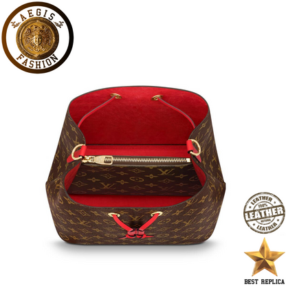 replica louis vuitton neonoe bucket coquelicot red structured luxury handbag buvola