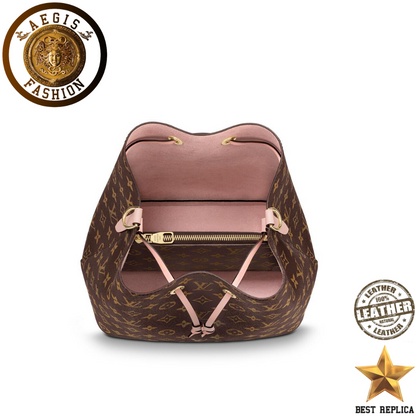replica louis vuitton neonoe bucket rose poudre pink structured luxury handbag buvola