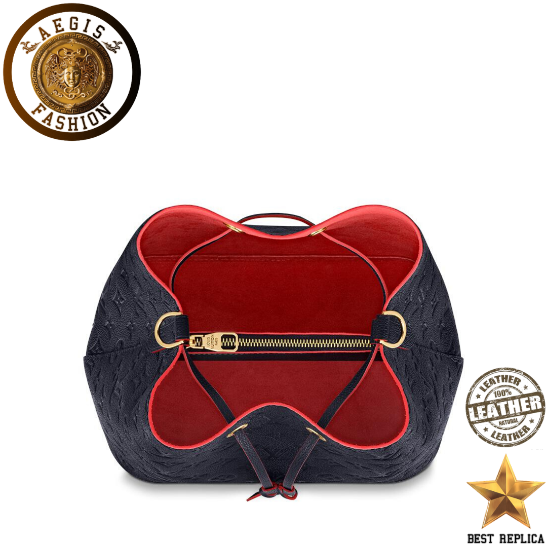 replica louis vuitton neonoe bucket marine rouge navy blue structured luxury handbag buvola