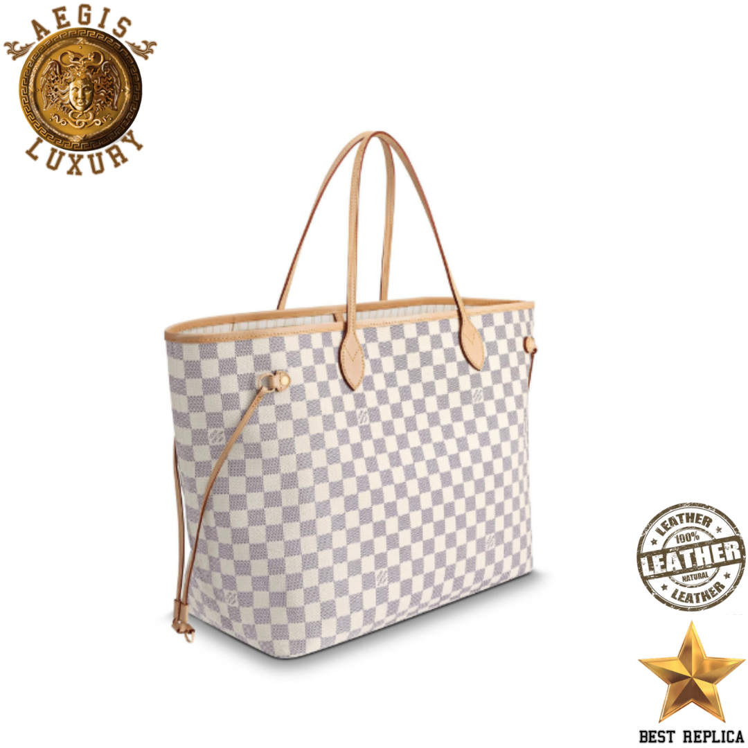 replica neverfull gm damier azur beige louis vuitton oversized luxury handbag spacious tote buvola