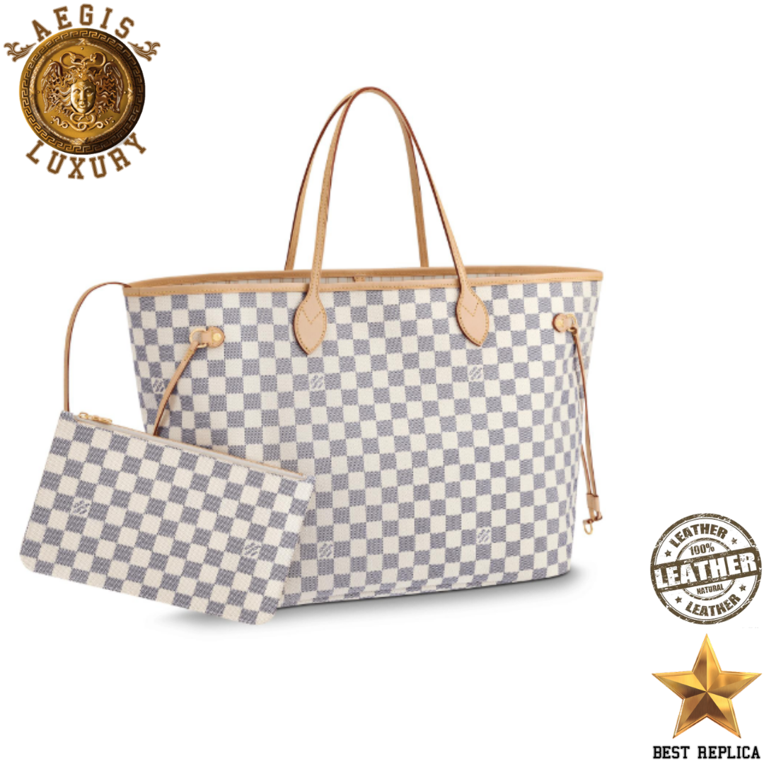 replica damier azur canvas neverfull gm beige louis vuitton luxury oversized tote bright design buvola