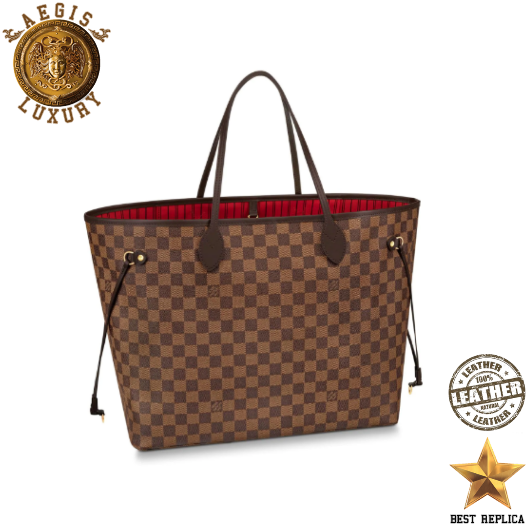 replica neverfull gm damier ebene cherry red louis vuitton oversized luxury handbag spacious tote buvola