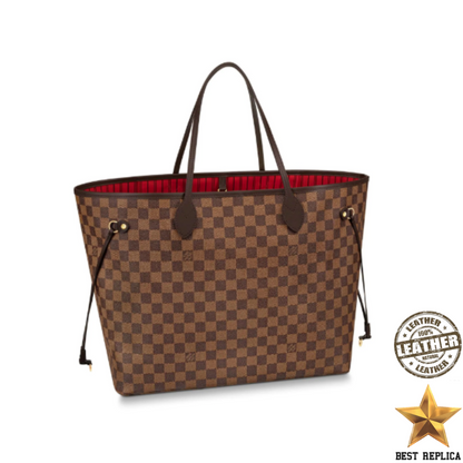 replica neverfull gm damier ebene cherry red louis vuitton oversized luxury handbag spacious tote buvola
