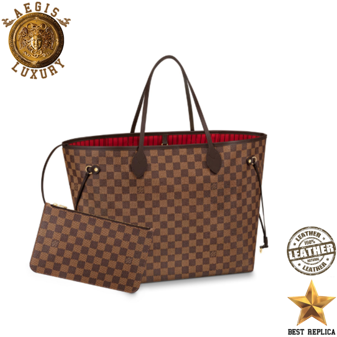 replica louis vuitton neverfull gm cherry red damier ebene canvas iconic large luxury bag buvola