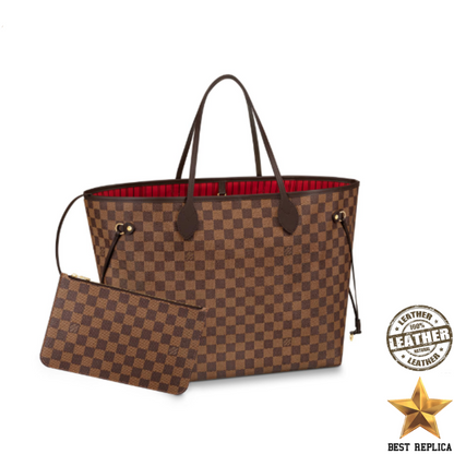 replica louis vuitton neverfull gm cherry red damier ebene canvas iconic large luxury bag buvola