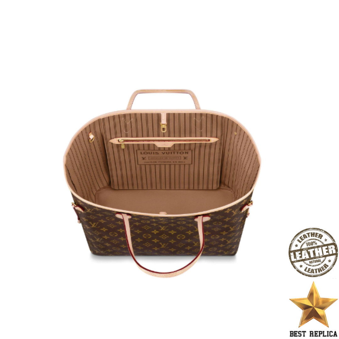 replica louis vuitton neverfull gm beige monogram canvas iconic large luxury bag buvola