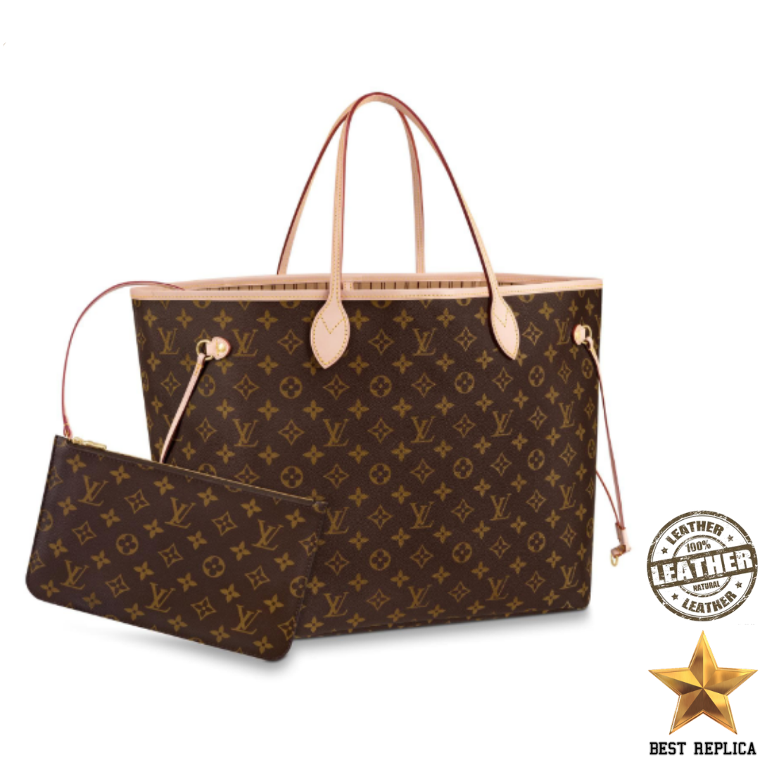 replica monogram canvas neverfull gm beige louis vuitton luxury everyday oversized tote buvola