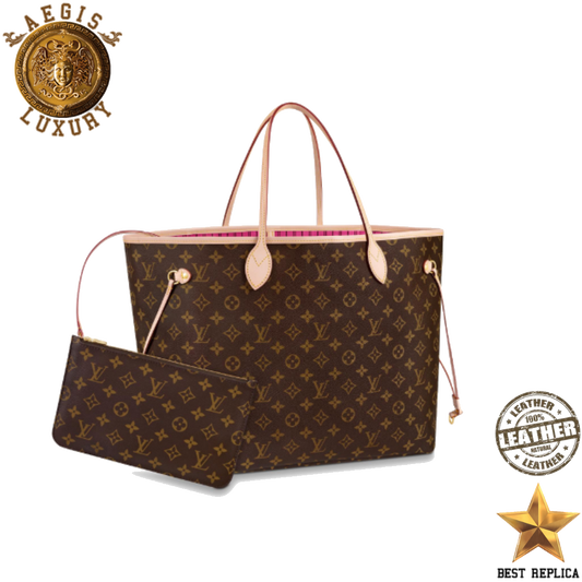 replica louis vuitton neverfull gm monogram pivoine pink luxury designer tote bag buvola