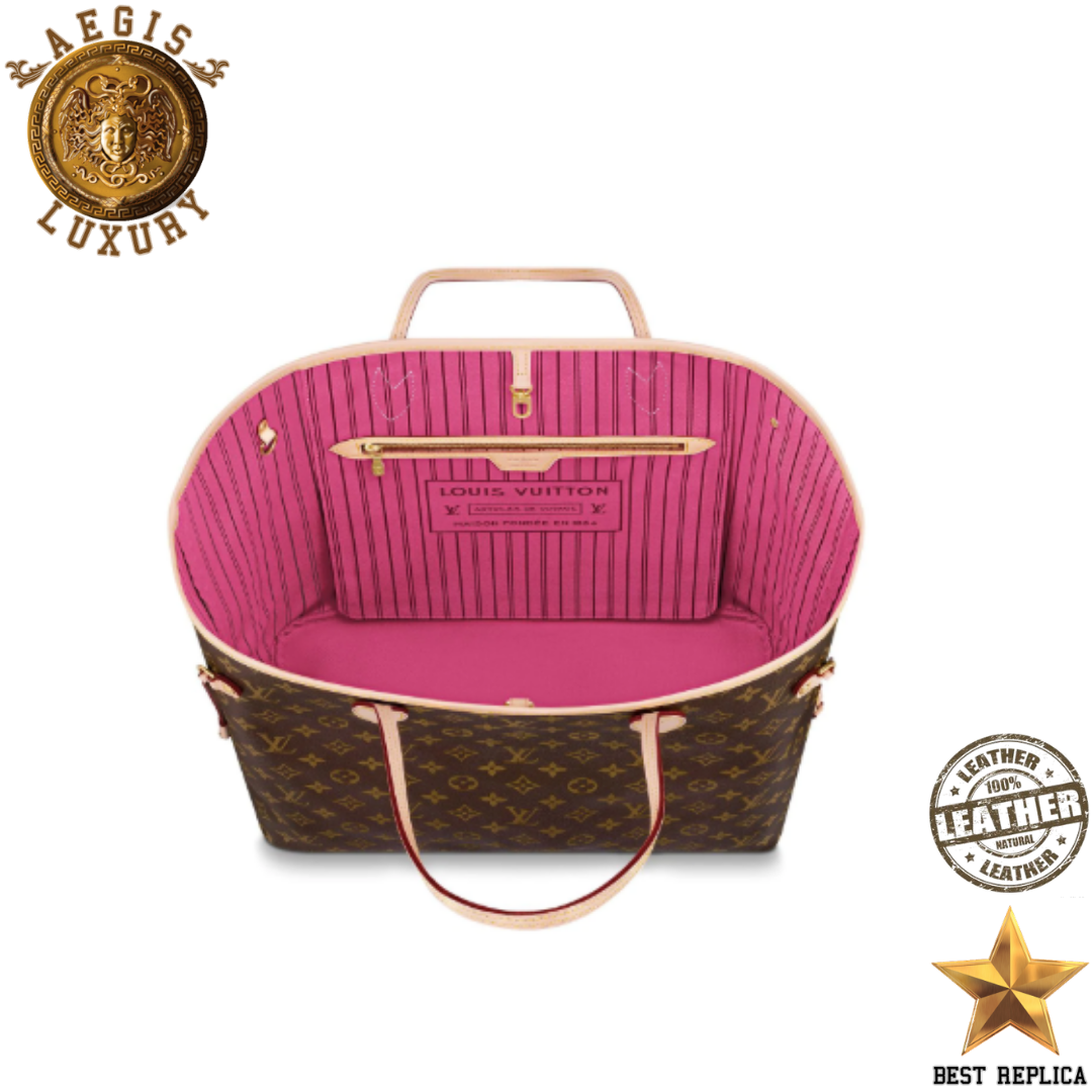 replica lv monogram canvas neverfull gm pivoine pink premium designer travel tote bag buvola