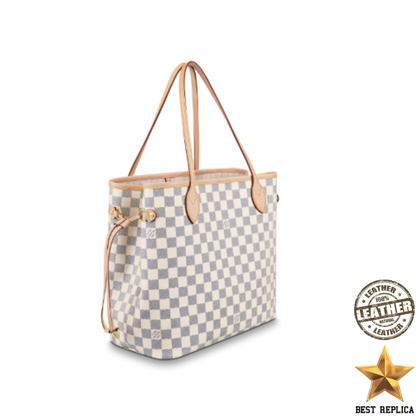replica louis vuitton neverfull mm beige damier azur canvas iconic luxury bag elegant style buvola