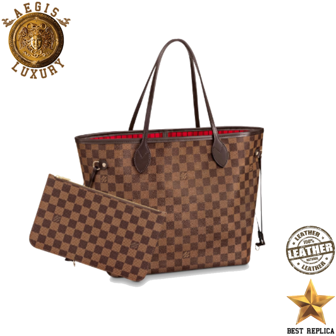 replica louis vuitton neverfull mm damier ebene cherry luxury designer tote bag buvola