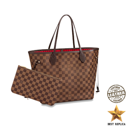 replica louis vuitton neverfull mm damier ebene cherry luxury designer tote bag buvola