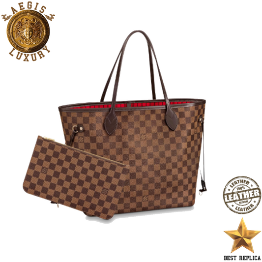 replica louis vuitton neverfull mm damier ebene cherry luxury designer tote bag buvola