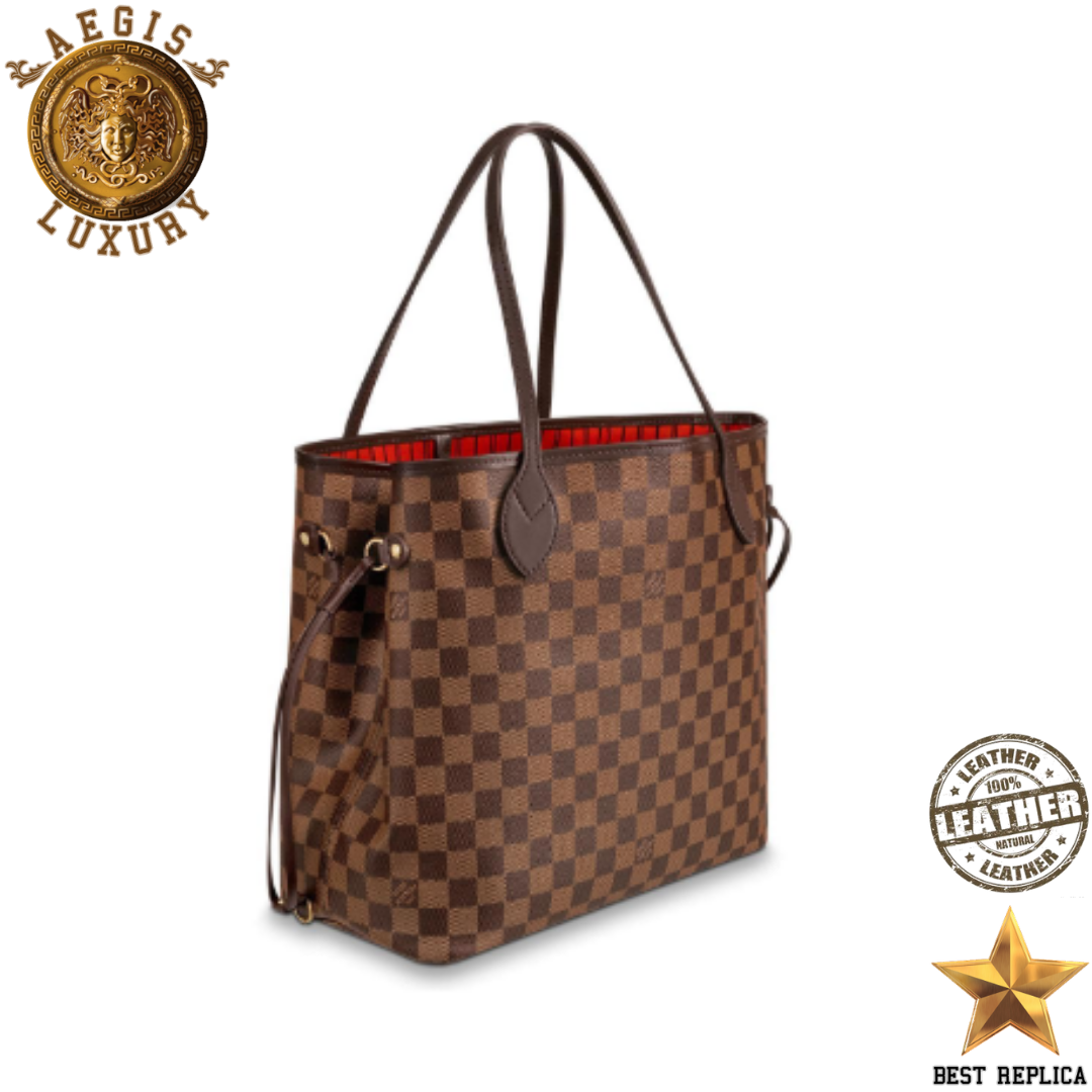 replica lv damier ebene canvas neverfull mm cherry interior premium designer tote bag buvola