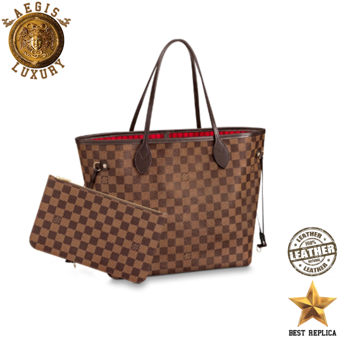 replica louis vuitton neverfull mm cherry damier ebene canvas iconic luxury bag elegant style buvola