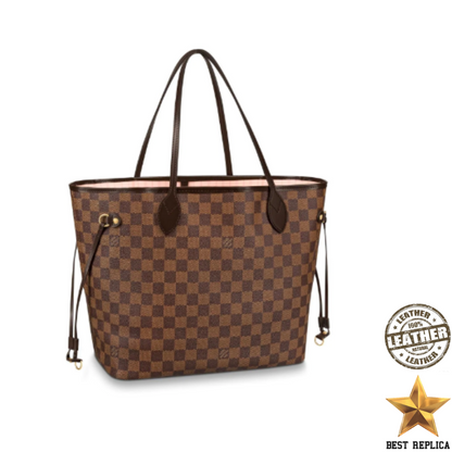 replica neverfull mm damier ebene rose ballerine louis vuitton classic luxury handbag spacious tote buvola