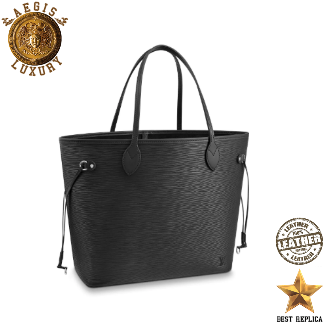 replica neverfull mm epi leather black louis vuitton classic luxury handbag structured tote buvola