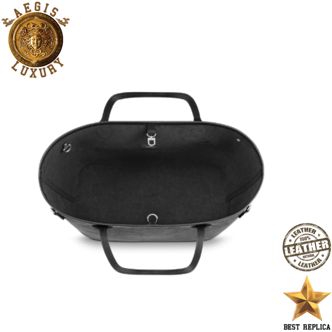 replica louis vuitton neverfull mm black epi leather iconic luxury bag minimalist design buvola