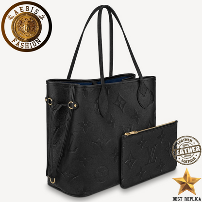 replica black empreinte leather louis vuitton neverfull mm designer tote handbag buvola