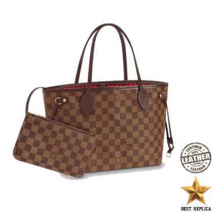 replica louis vuitton neverfull pm damier ebene luxury designer tote bag buvola