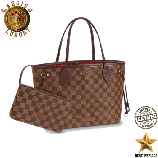 replica louis vuitton neverfull pm damier ebene luxury designer tote bag buvola