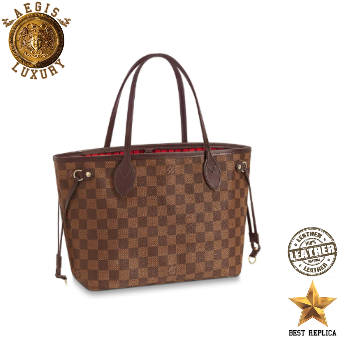 replica neverfull pm damier ebene louis vuitton classic luxury handbag compact tote buvola